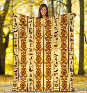 Egypt Hieroglyphics Pattern Print Design 04 Premium Blanket