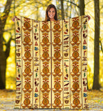 Egypt Hieroglyphics Pattern Print Design 04 Premium Blanket