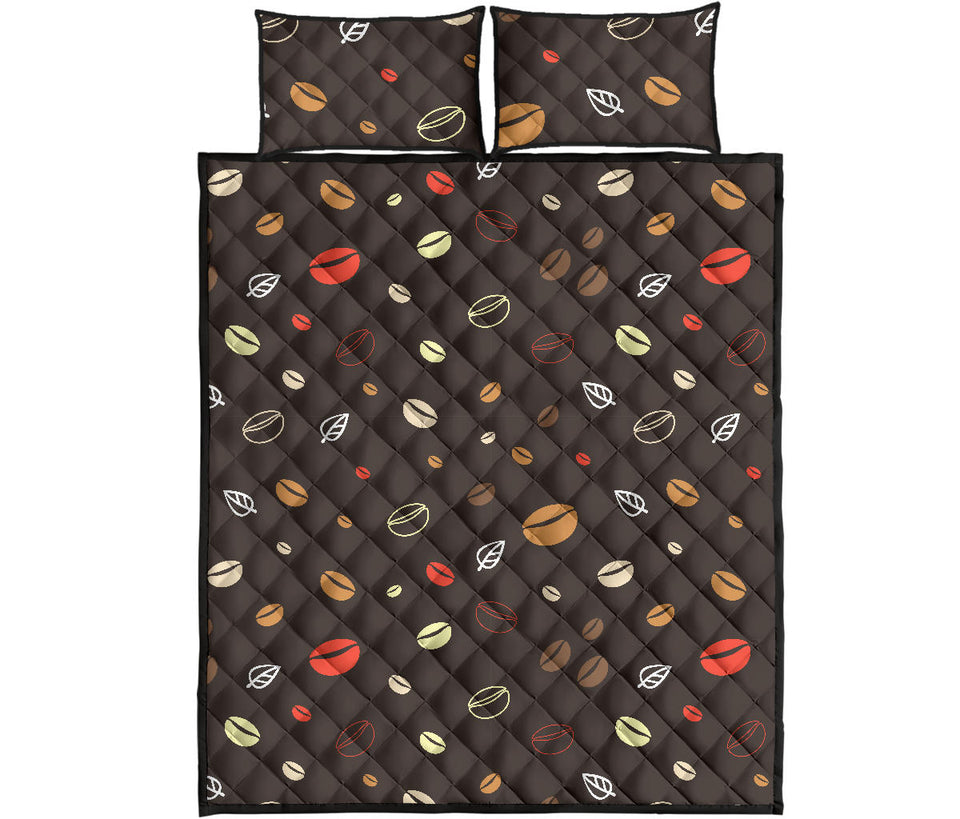Coffee bean leave pattern Quilt Bed Set
