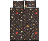 Coffee bean leave pattern Quilt Bed Set