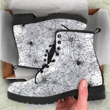 Spider Web Cobweb Pattern Leather Boots