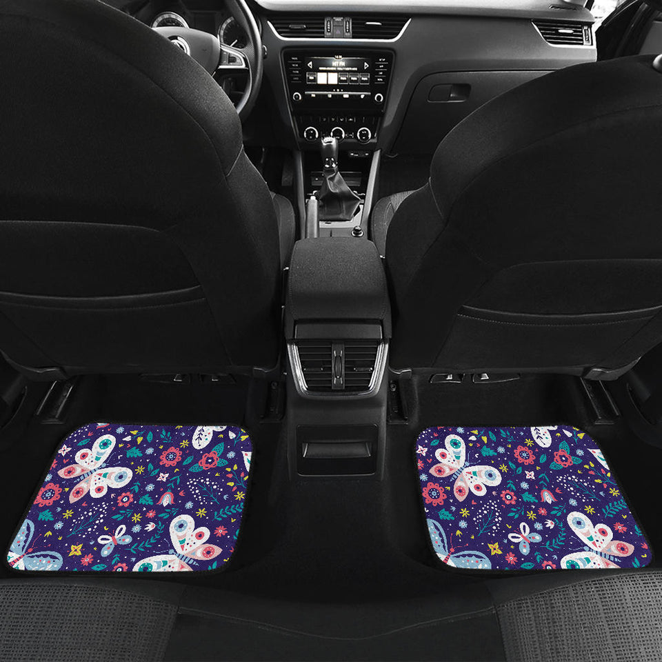 Colorful Butterfly Flower Pattern.Eps Front And Back Car Mats