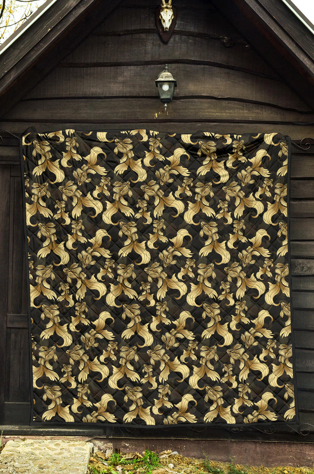 Goldfish Pattern Print Design 01 Premium Quilt