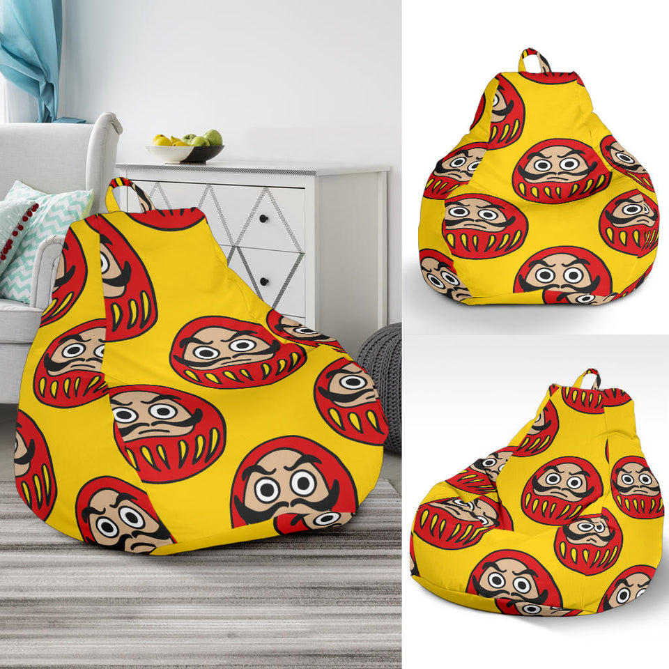 Daruma Japanese Wooden Doll Yellow Background Bean Bag Cover
