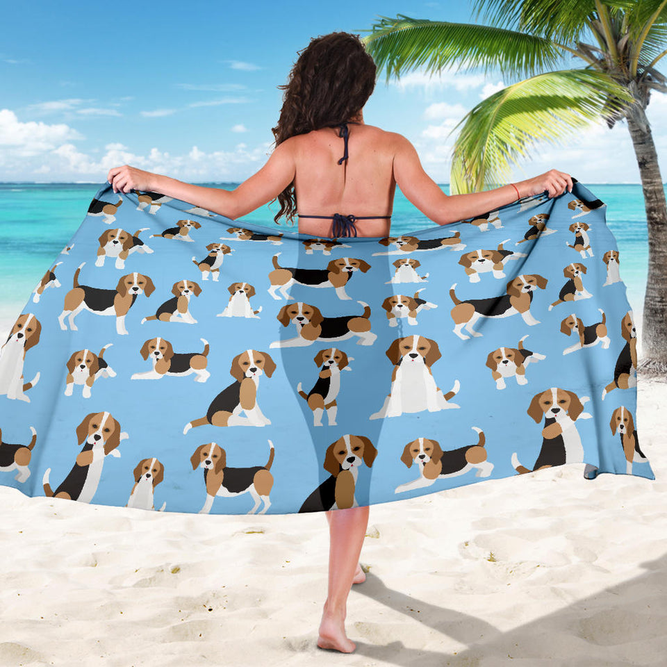 Beagle Dog Blue Background Pattern Sarong