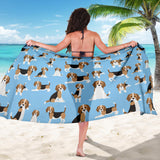 Beagle Dog Blue Background Pattern Sarong