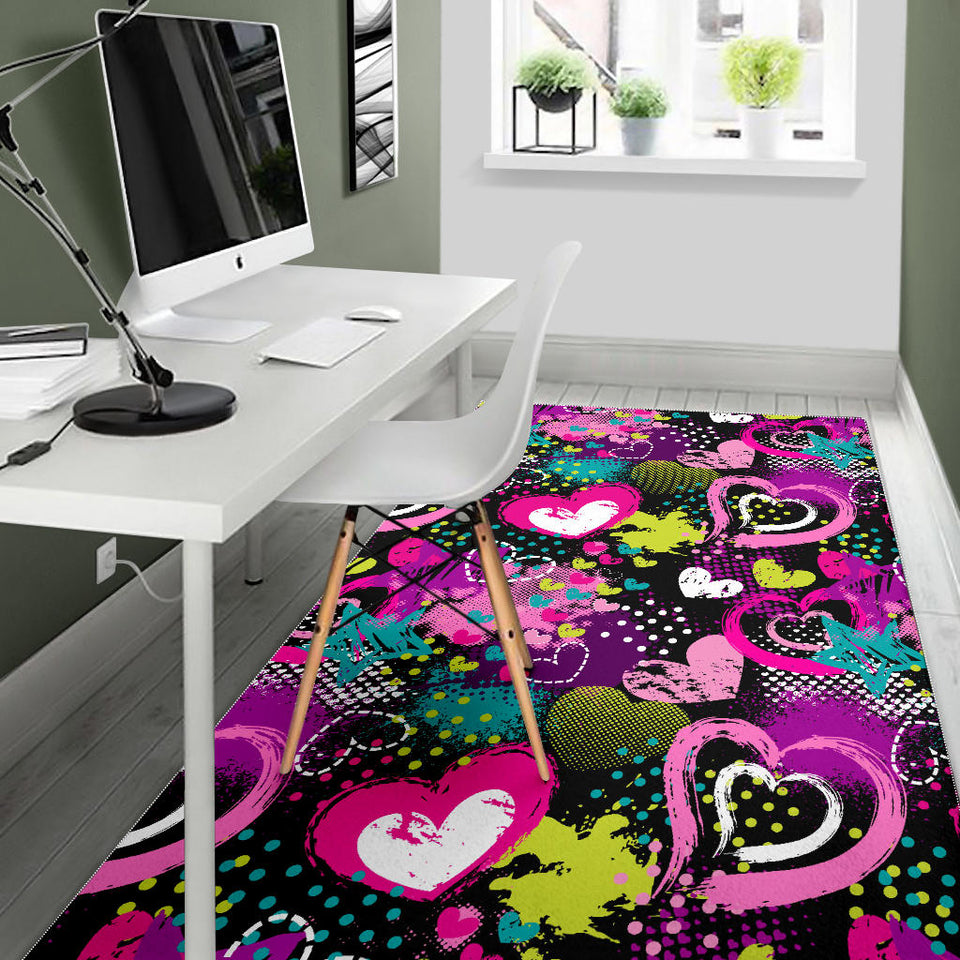 Heart Dot Wave Star Creative Design Pattern Area Rug