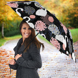 White Swan Blooming Flower Pattern Umbrella