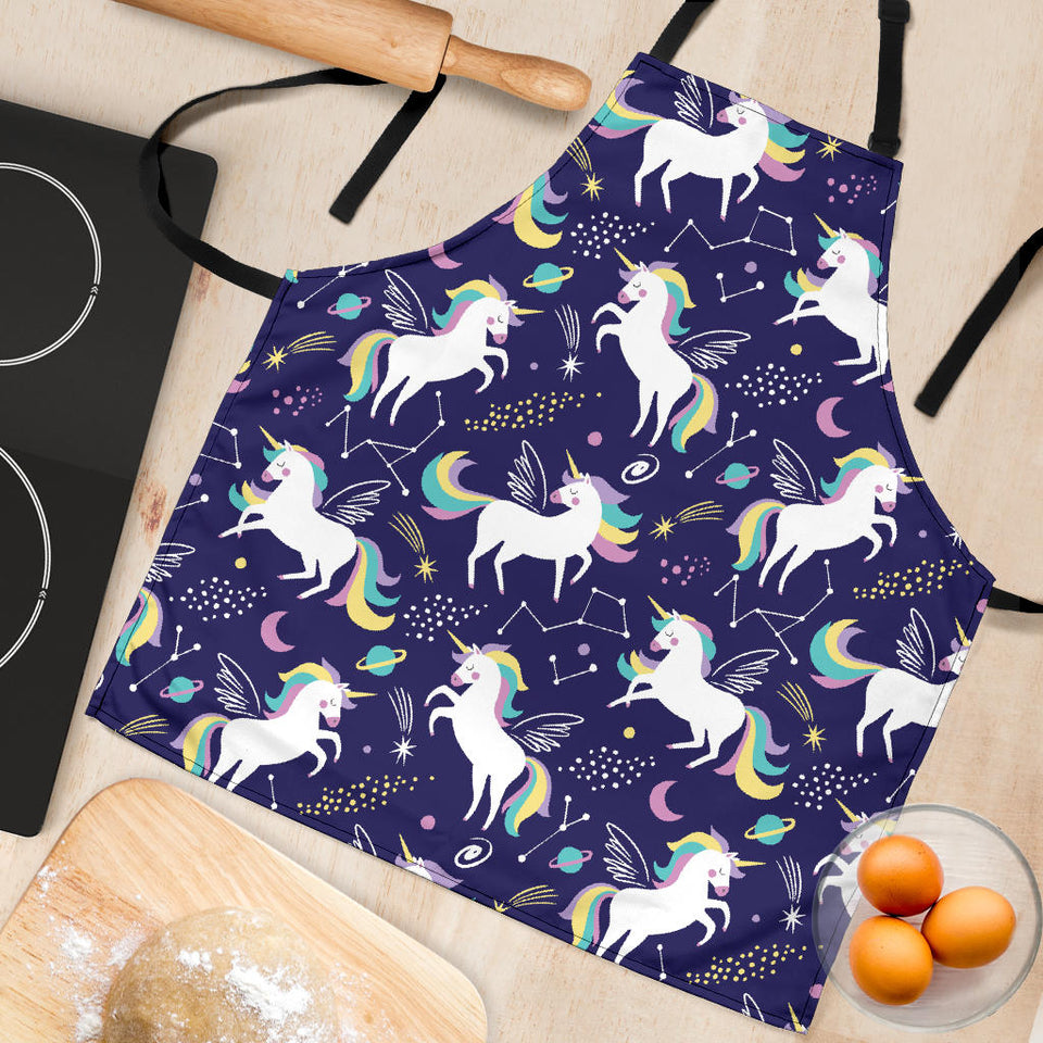 Hand Drawn Cute Unicorn Star Planet Adjustable Apron