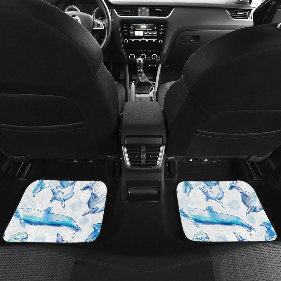Watercolor Dolphin Pattern Front And Back Car Mats
