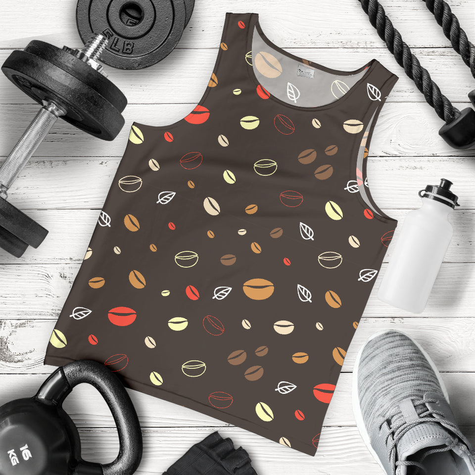 Coffee bean leave pattern Men Tank Top