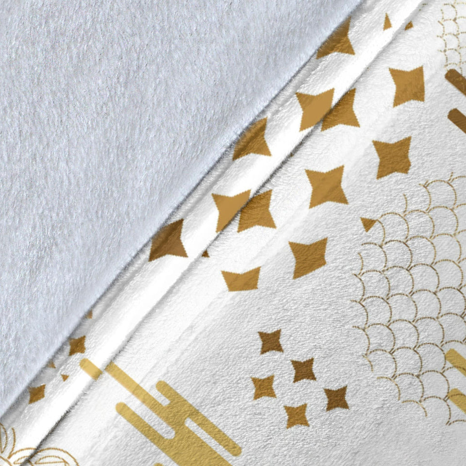 Beautiful Gold Japanese Pattern Premium Blanket
