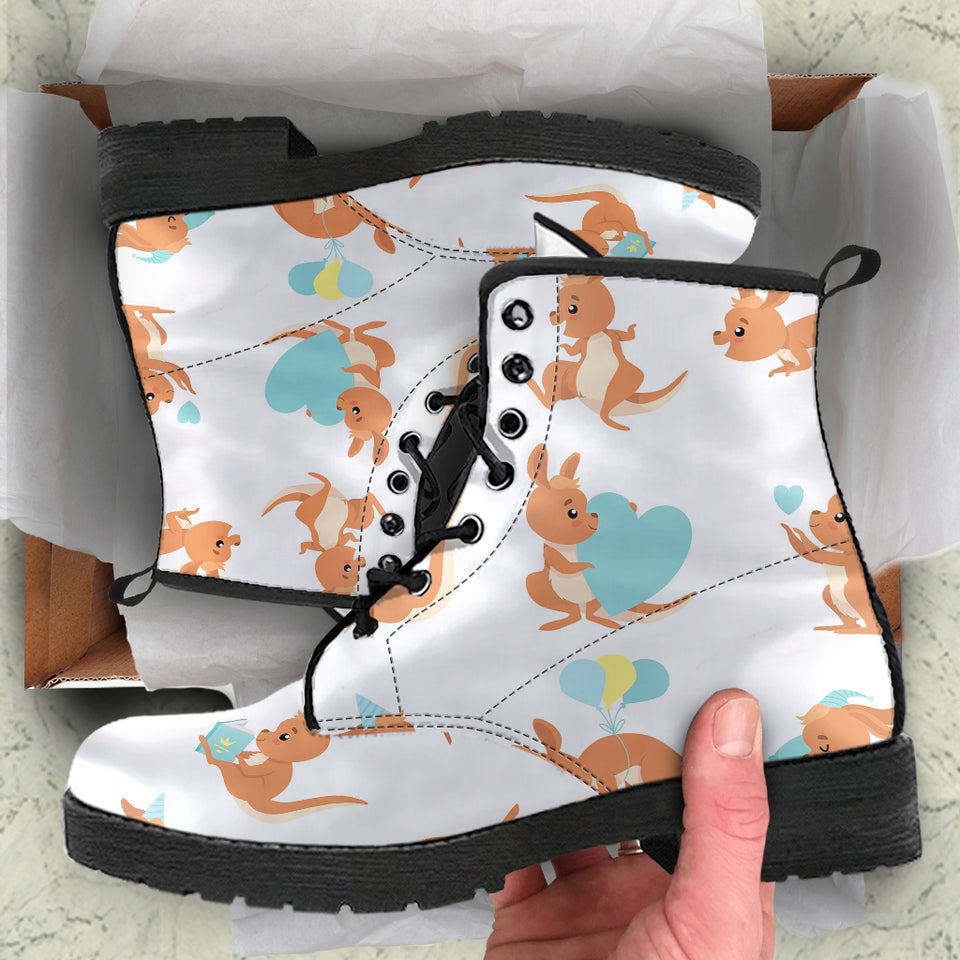 Cute Kangaroo Pattern Leather Boots