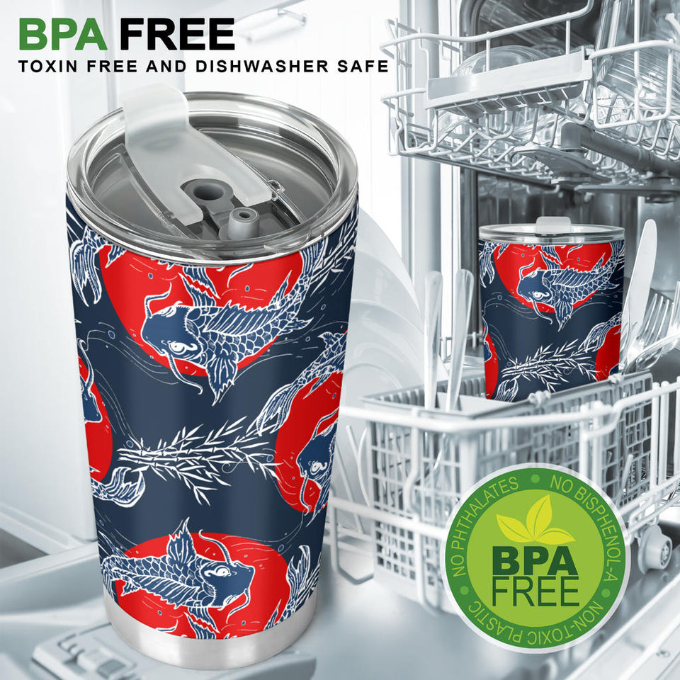 Koi Fish Carp Fishs Hand Drawn Japanese Art Tumbler