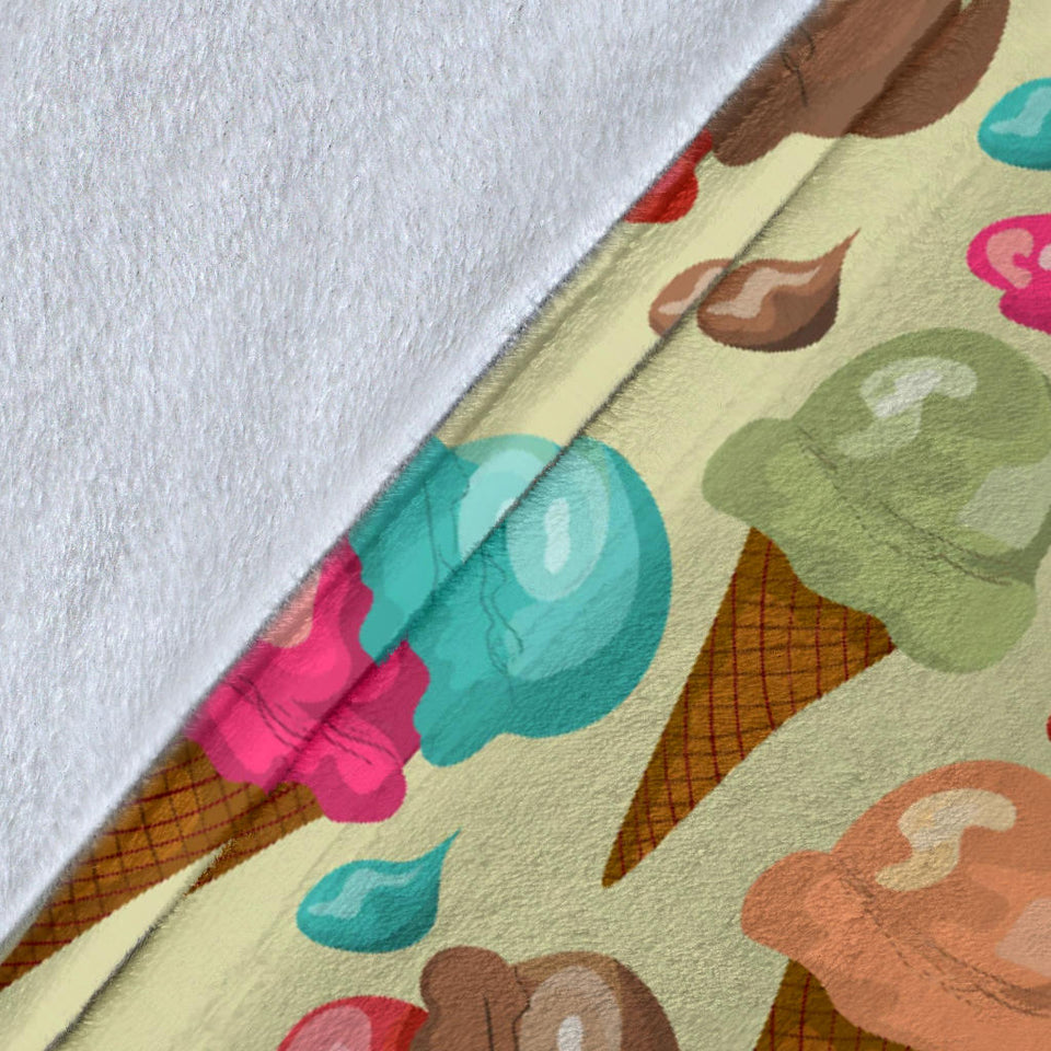 Colorful Ice Cream Pattern Premium Blanket
