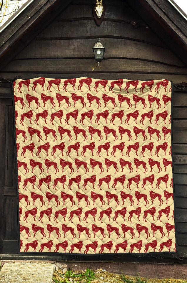 Greyhound Pattern Print Design 04 Premium Quilt