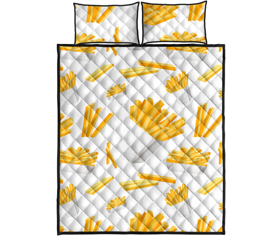 French fries white paper box pattern Quilt Bed Set