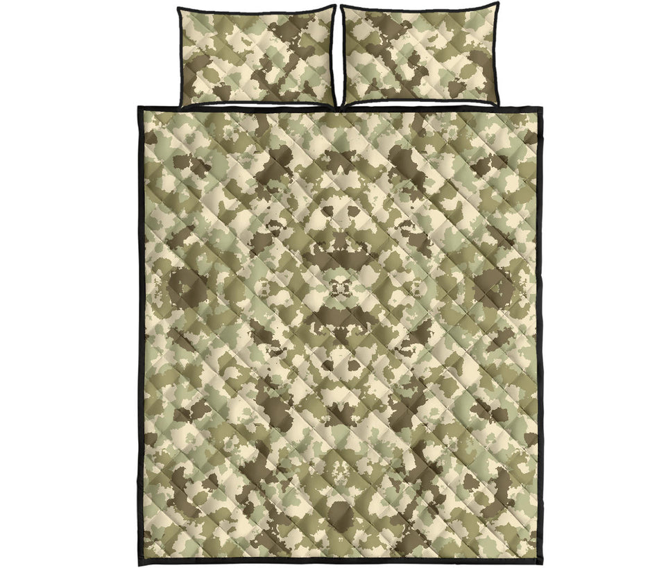 Light Green camo camouflage pattern Quilt Bed Set