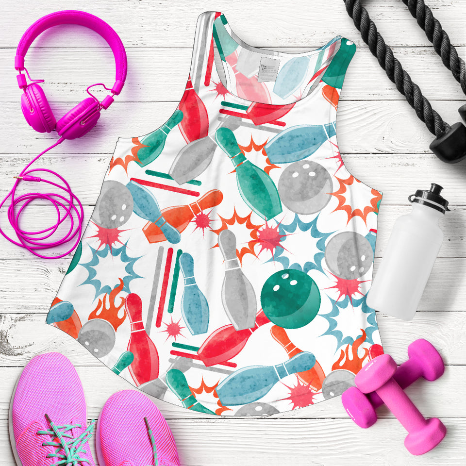 Watercolor bowling pattern Women Racerback Tank Top