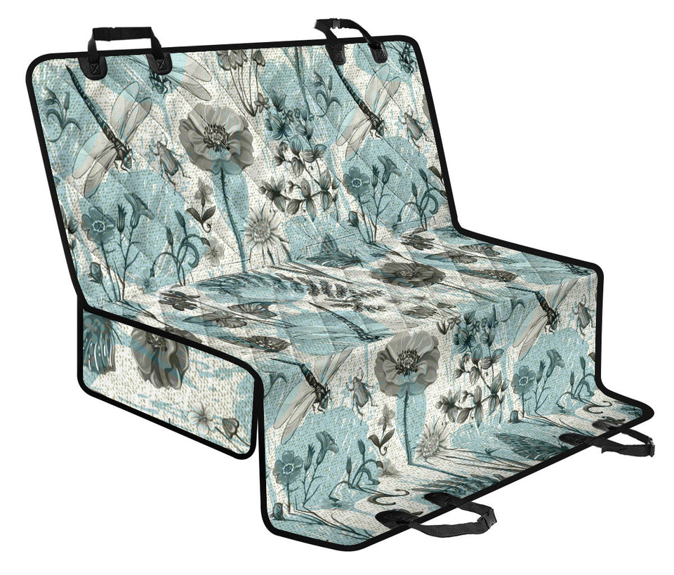 Dragonfly Butterfly Plants Insect Flower Vintage Style Pattern Dog Car Seat Covers