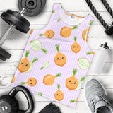cute onions smiling faces purple background Men Tank Top