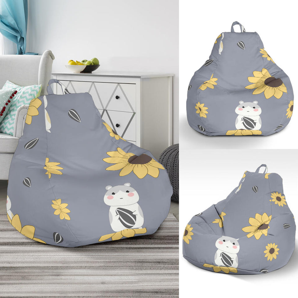 Cute Hamster Sunflower Pattern Background Bean Bag Cover
