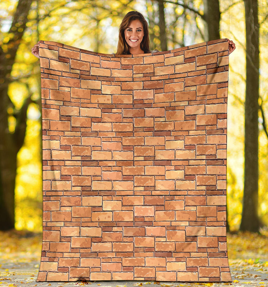 Brick Printed Pattern Print Design 04 Premium Blanket