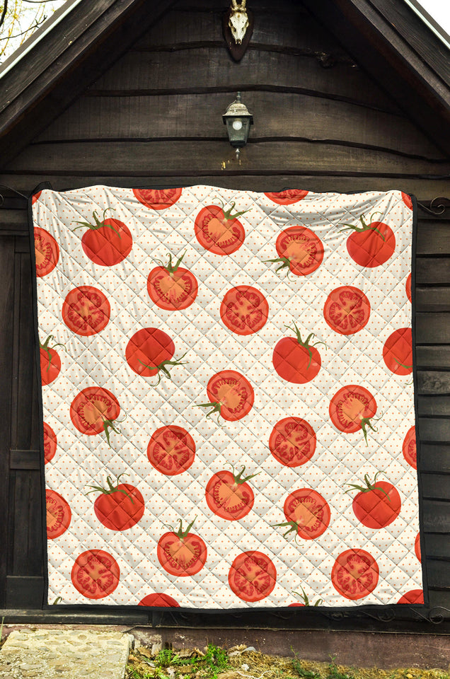 Tomato Dot Background Premium Quilt