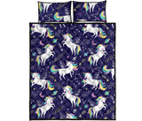 Hand drawn cute unicorn star planet Quilt Bed Set