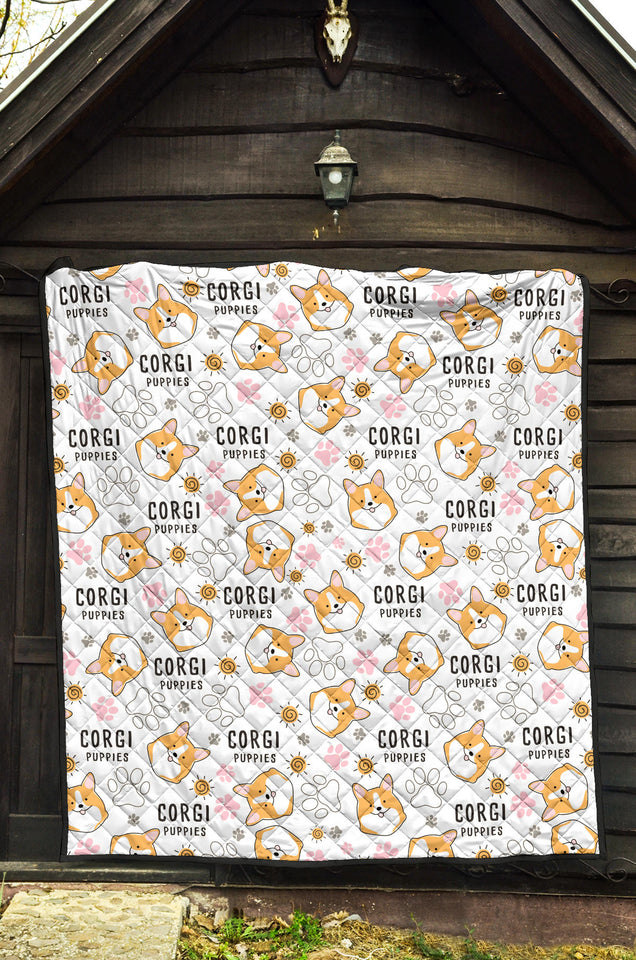 Corgi Dog Pattern Premium Quilt