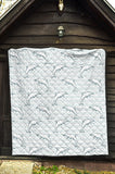 Dolphin Blue Striped Background Premium Quilt