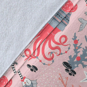 Octopus Winter Hat Garland Fish Candy Seaweed Coral Starfish Premium Blanket