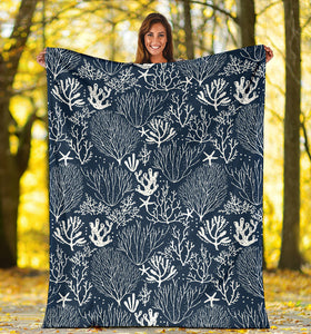 Coral Reef Pattern Print Design 05 Premium Blanket