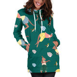 Kangaroo Leaves Pattern Women'S Hoodie Dress