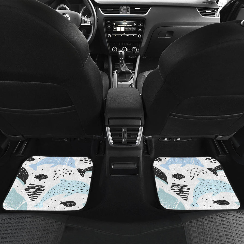 Cute Dolphins Childish Style Pattern Front And Back Car Mats