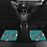 Boston Terrier Beautiful Flower Pattern Front And Back Car Mats