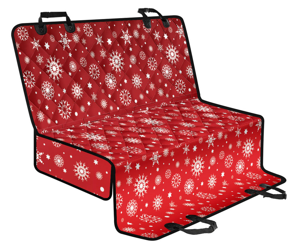Snowflake Pattern Red Background Dog Car Seat Covers