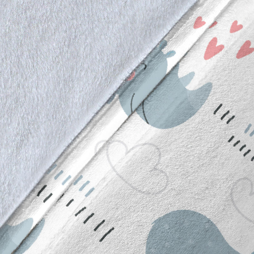 Cute Rhino Heart Pattern Premium Blanket