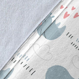 Cute Rhino Heart Pattern Premium Blanket