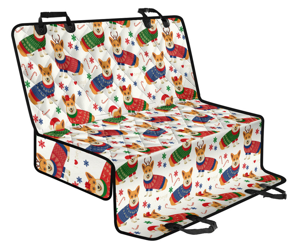 Corgi Christmas Pattern Dog Car Seat Covers