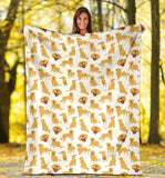 Golden Retriever Pattern Print Design 05 Premium Blanket