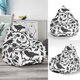 Crow Dark Floral Pattern Bean Bag Cover