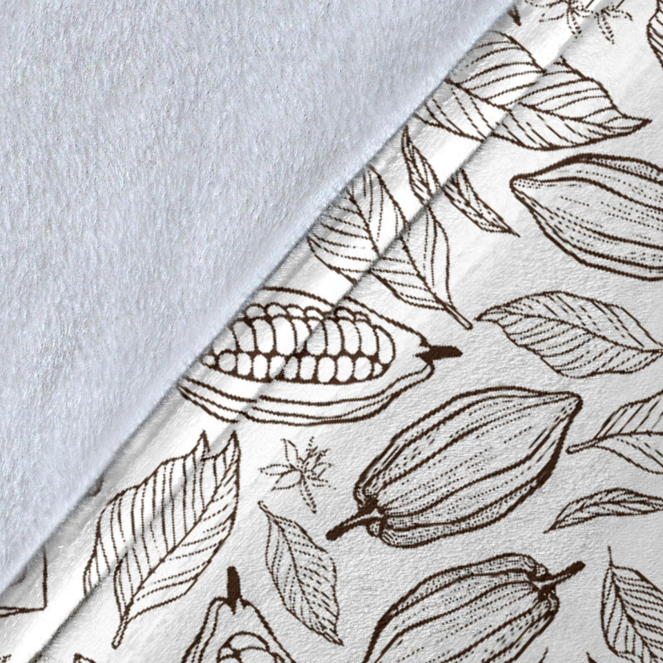 Cocoa Beans Leaves Pattern Premium Blanket