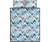 zigzag  chevron blue pattern Quilt Bed Set