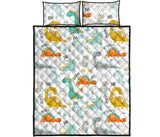 Cute funny kids dinosaurs pattern Quilt Bed Set