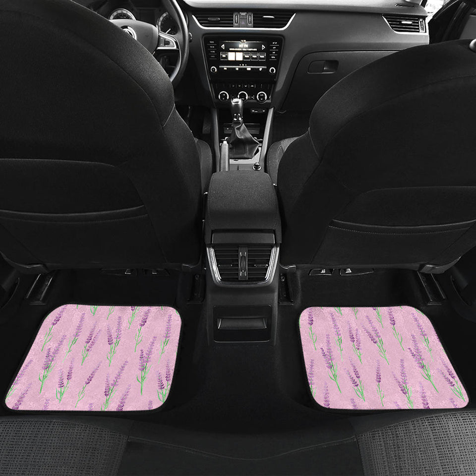 Lavender Pattern Pink Background Front And Back Car Mats