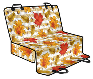 Maple Leaf Oak Leaf Acorns Beige Striped Background Dog Car Seat Covers
