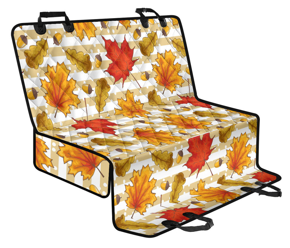 Maple Leaf Oak Leaf Acorns Beige Striped Background Dog Car Seat Covers