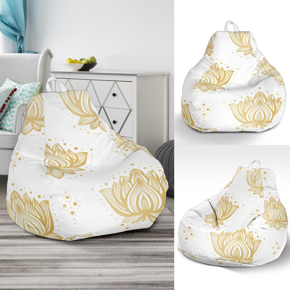 Gold Ornamental Lotue Waterlily Symbol Pattern Bean Bag Cover