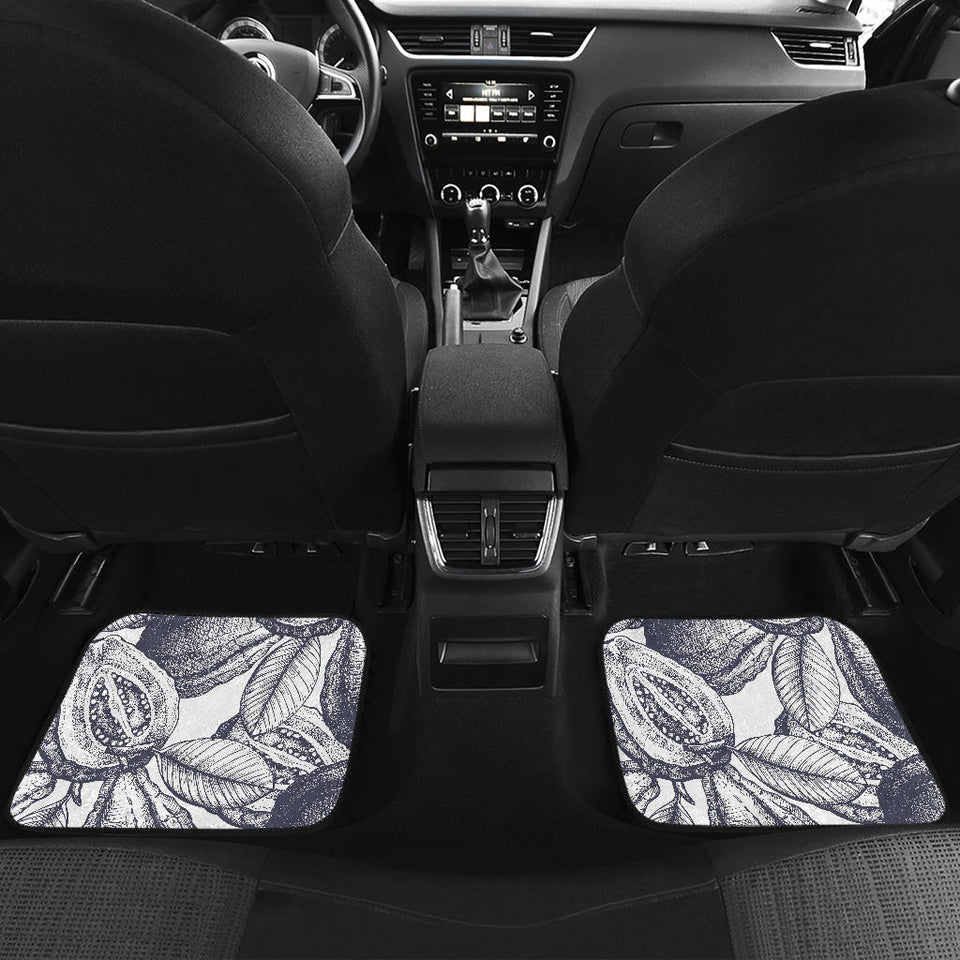 Guava Tropical Hand Drawn Pattern Front And Back Car Mats